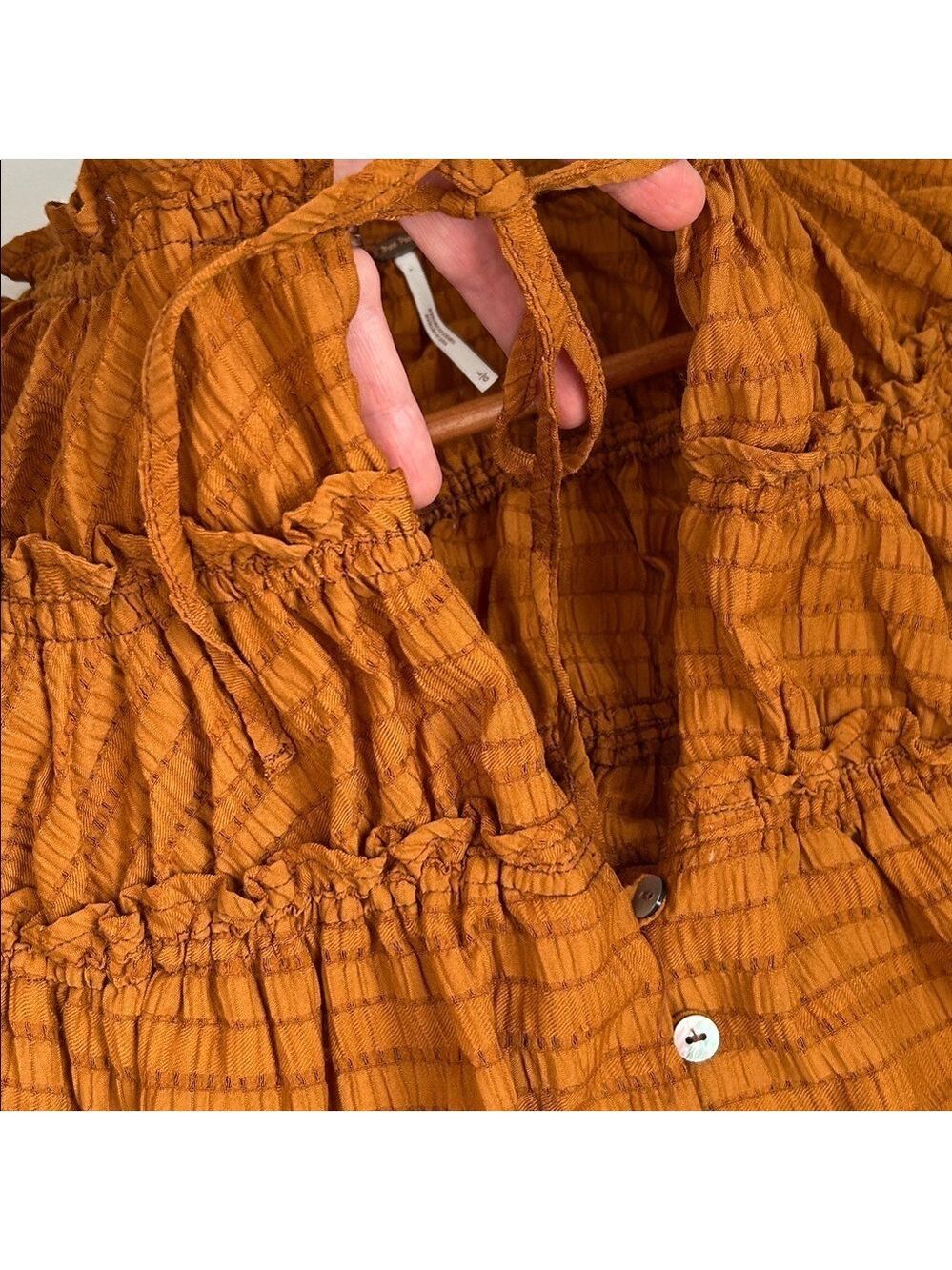Free People Hailey Cropped Boho Ruffle Festival Blouse Top Large - Picture 12 of 14